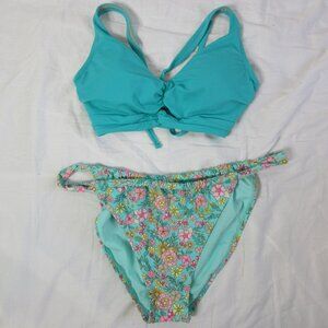 Shade & Shore wild fable 2 Piece Bikini Mint Green and Floral Size XL & 36C NWT